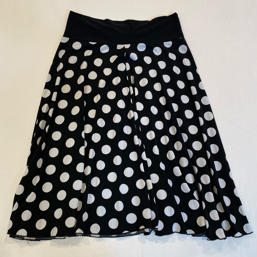 Vintage 90s Y2K Black and White Polka Dot A-Line Midi Skirt Preppy Downtown Girl